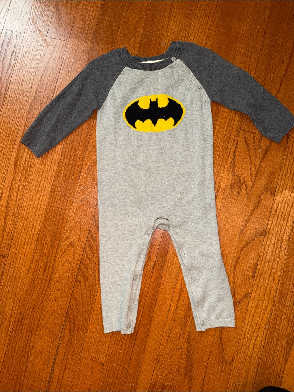 GAP Grey & Dark Grey Batman Logo Baby One-Piece